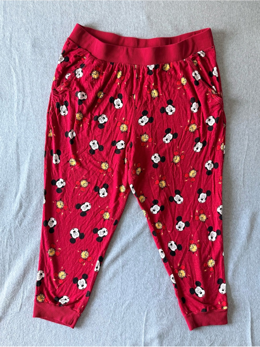 Disney Mickey Mouse Jogger Pajama Pants 2X Red Lounge Sleep Plus Size Soft